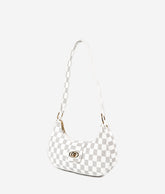WHITE AVA CHECK SHOULDER BAG